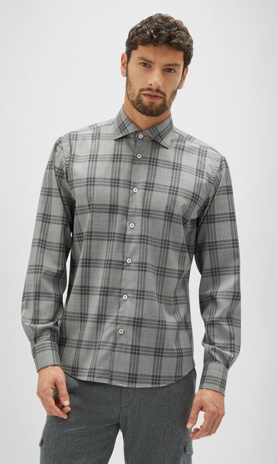 Maurizio Baldassari Plaid Sport Shirt in Grey