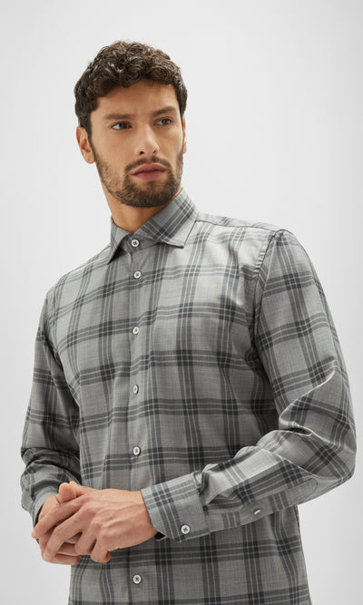 Maurizio Baldassari Plaid Sport Shirt in Grey