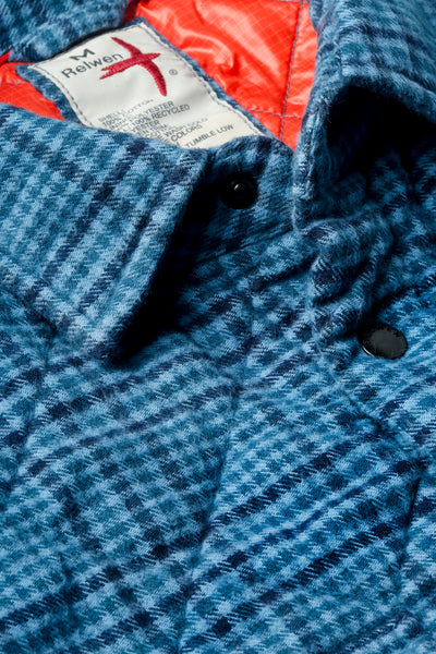 Relwen Quilted Flannel Shirt Jacket in Blue Multi Plaid