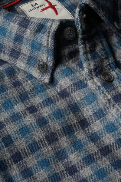 Relwen Chamois-Lined Flannel in Grey Blue Gingham