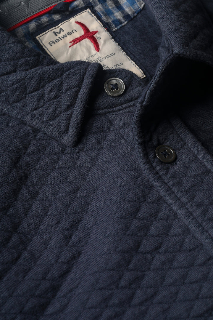 Relwen Bubble Knit Shirt in Navy