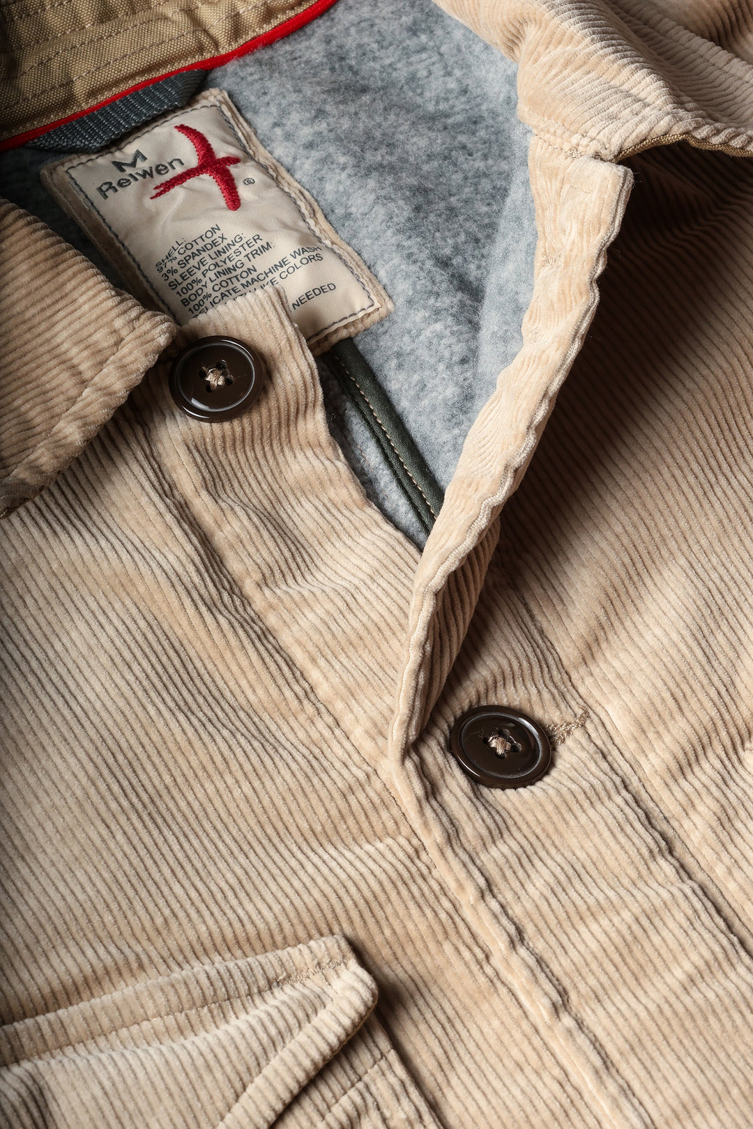 Relwen Pile Lined Chore Coat in Buff Khaki Cord