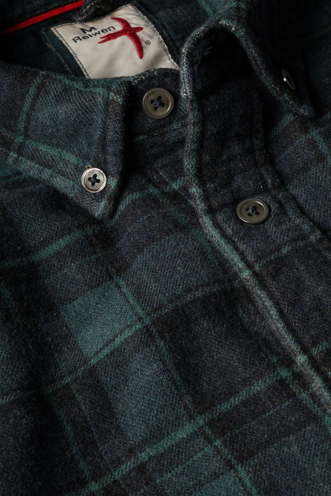 Relwen Chamois-Lined Flannel in Green Navy Black Plaid