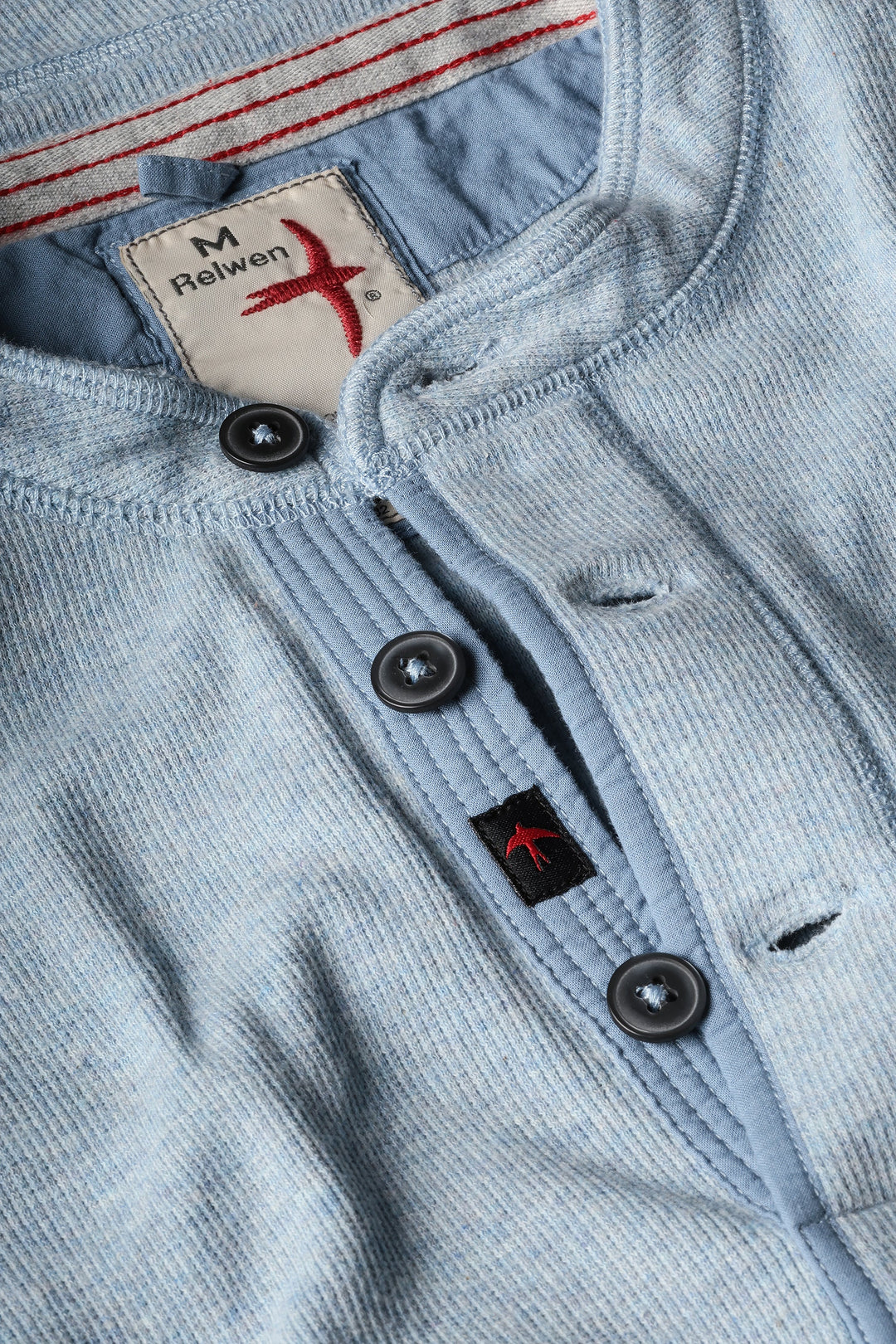 Relwen French Rib Henley in Pale Blue Heather