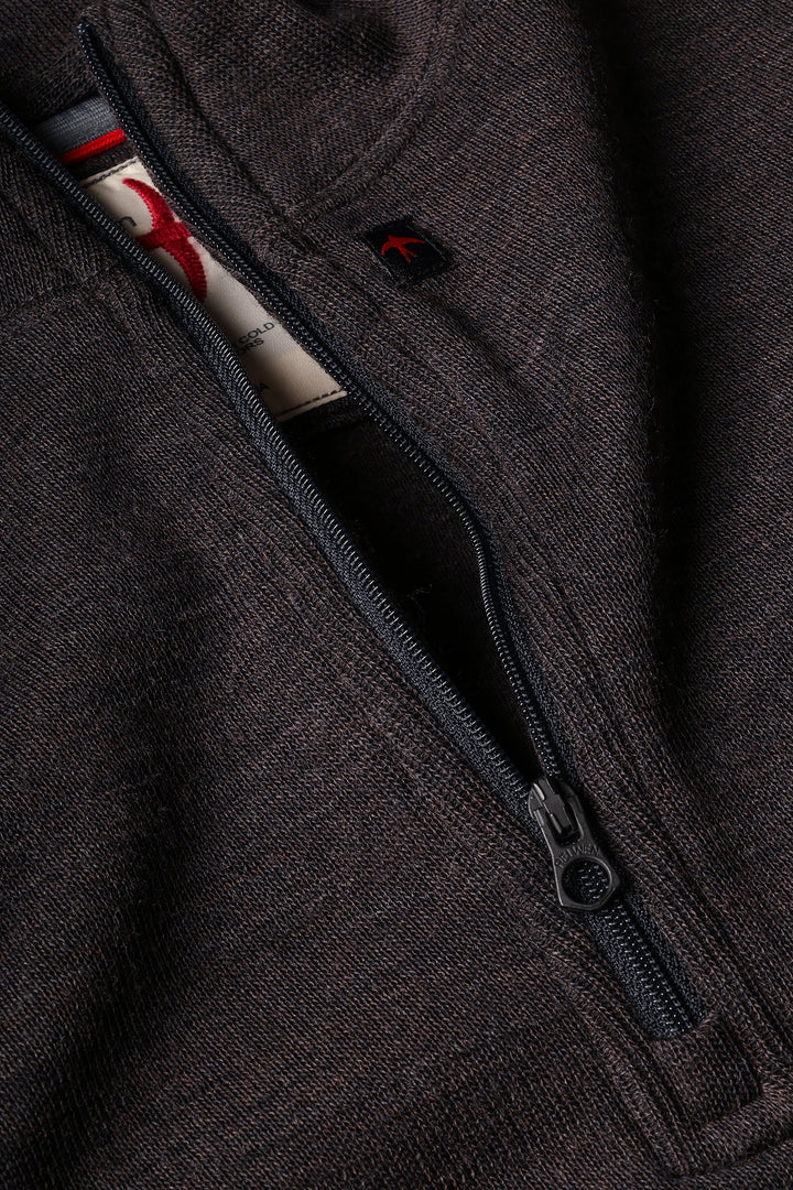 Relwen Quarter Zip in Charcoal Brown Heather
