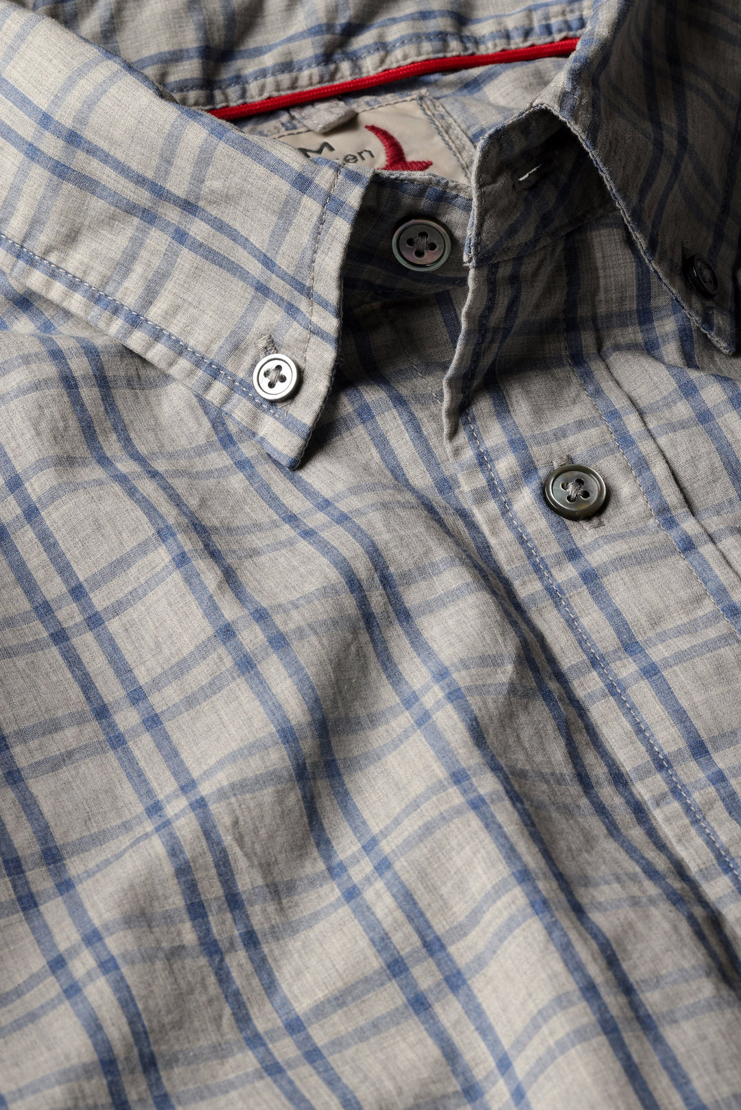 Relwen Dress Blues Sport Shirt in Light Grey Heather Blue Grid