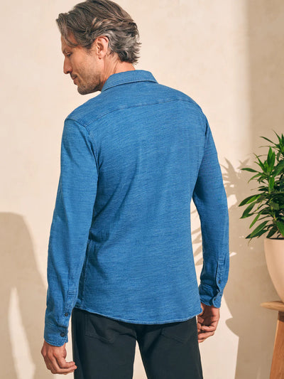 Faherty Sunwashed Knit Shirt in Medium Indigo Wash