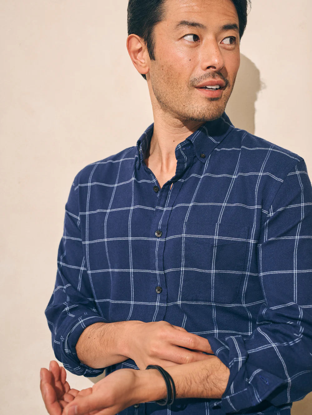 Faherty All The Time Sport Shirt in Navy Dusk Windowpane
