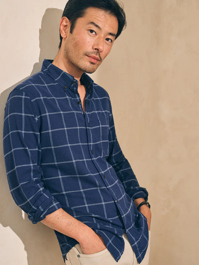 Faherty All The Time Sport Shirt in Navy Dusk Windowpane