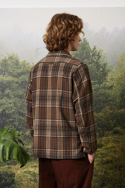 Massimo Alba Plaid Overshirt in Tan Blue