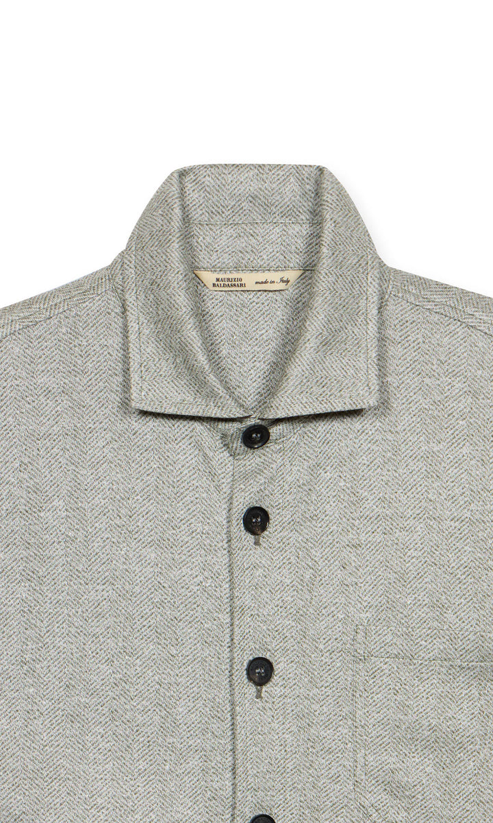 Maurizio Baldassari Herringbone Overshirt in Light Green