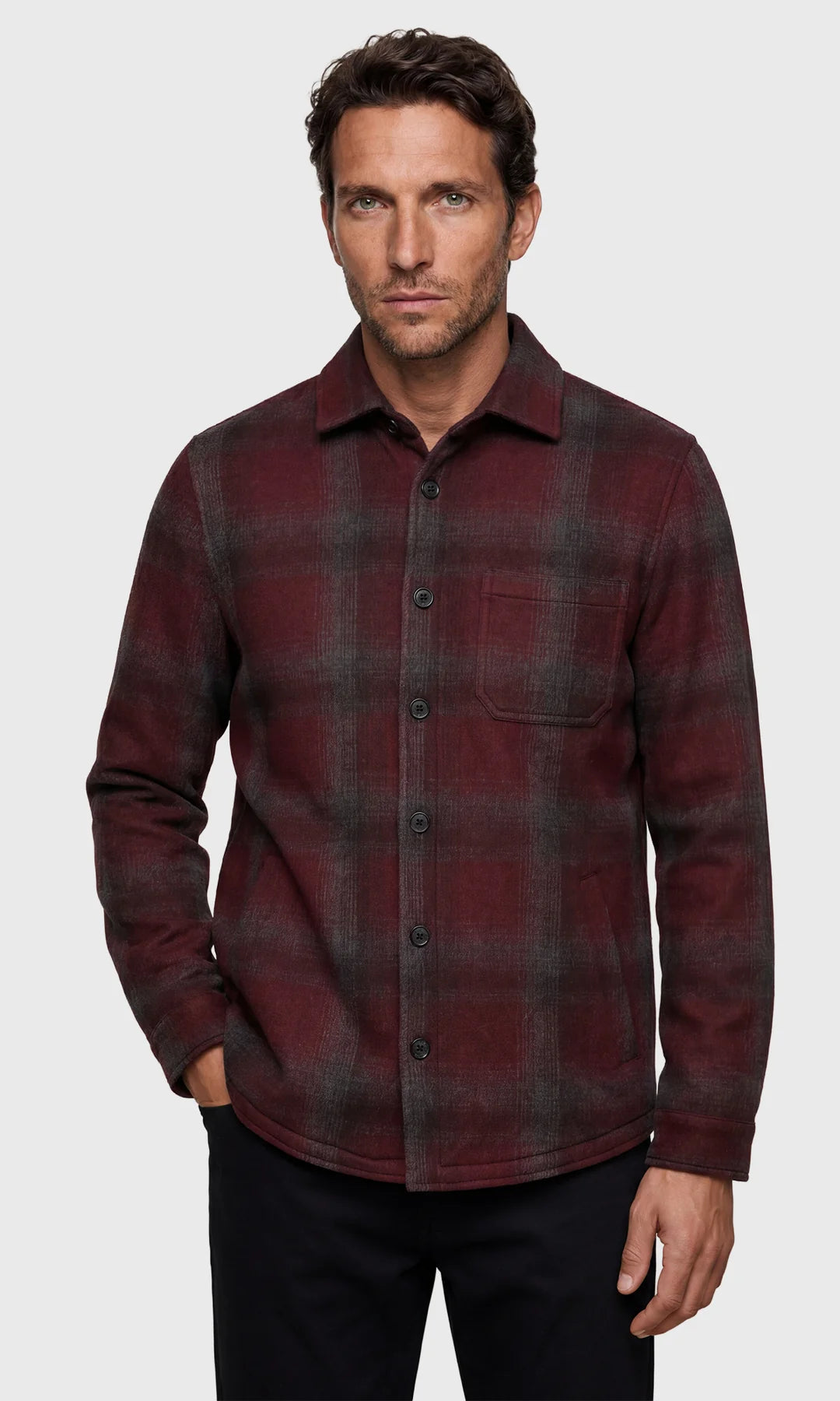 Maurizio Baldassari Plaid Overshirt in Red Wine