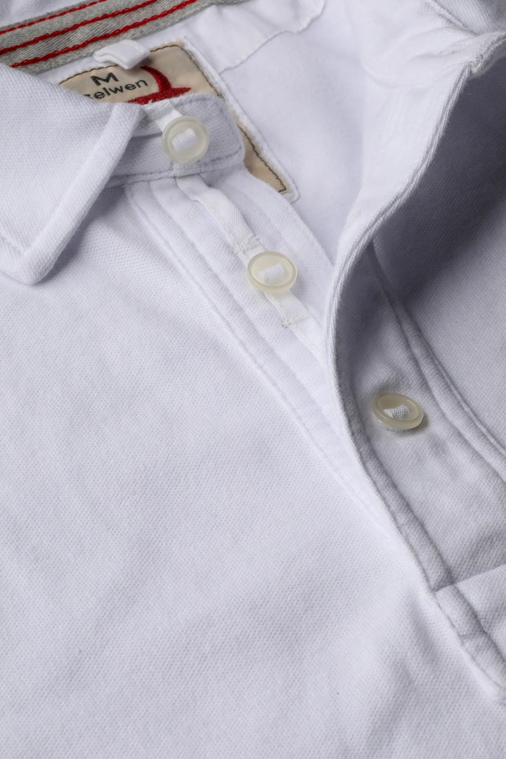 Relwen Piqué Slot Polo in White