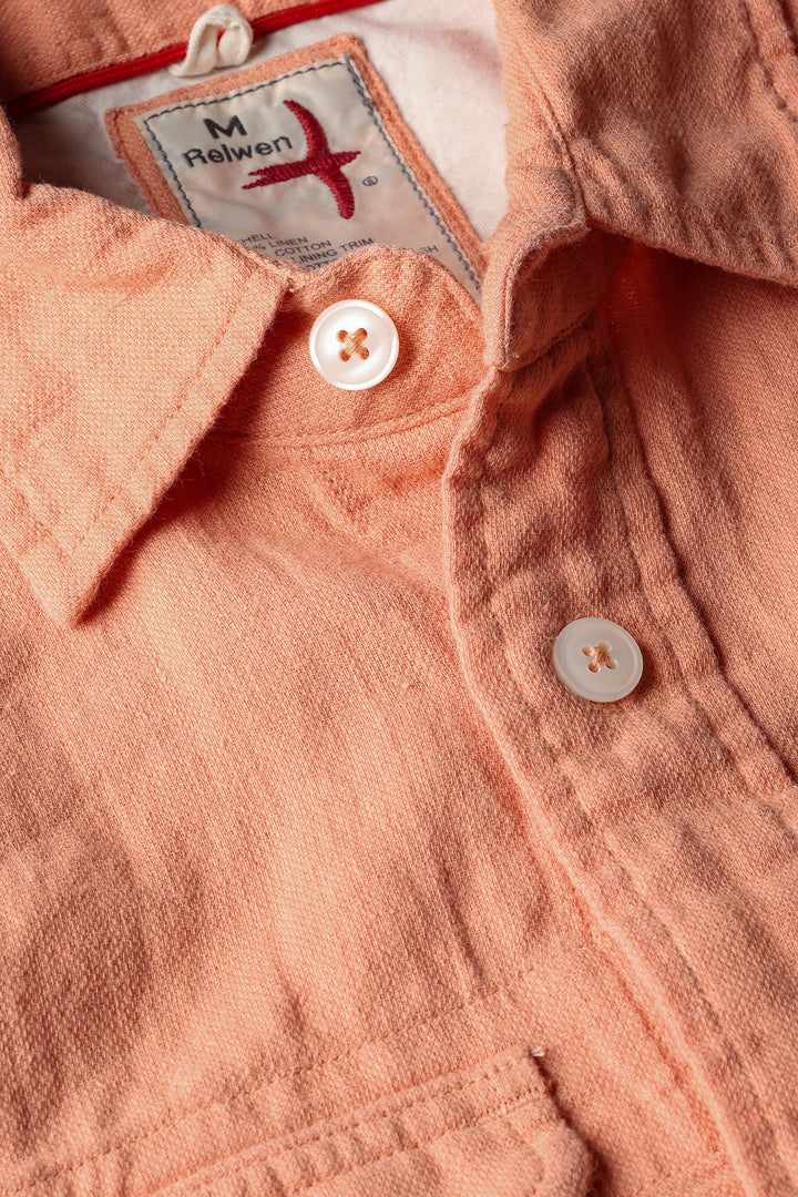 Relwen Linen Workshirt in Coral Fade