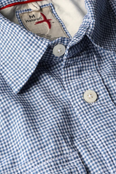 Relwen Utility Blues Sport Shirt in White Blue Deco Check