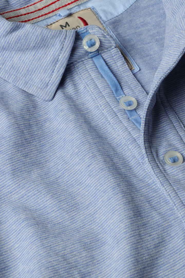 Relwen Fineline Jersey Polo in Light Blue White