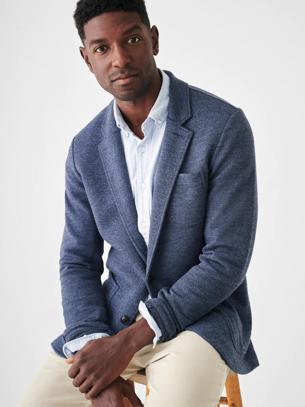 Faherty Inlet Knit Sports Blazer in Deep Navy Melange
