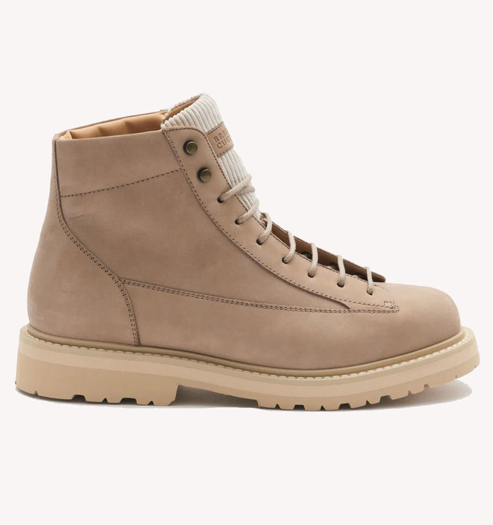 Brunello Cucinelli Nubuck Hiker Boot in Light Brown