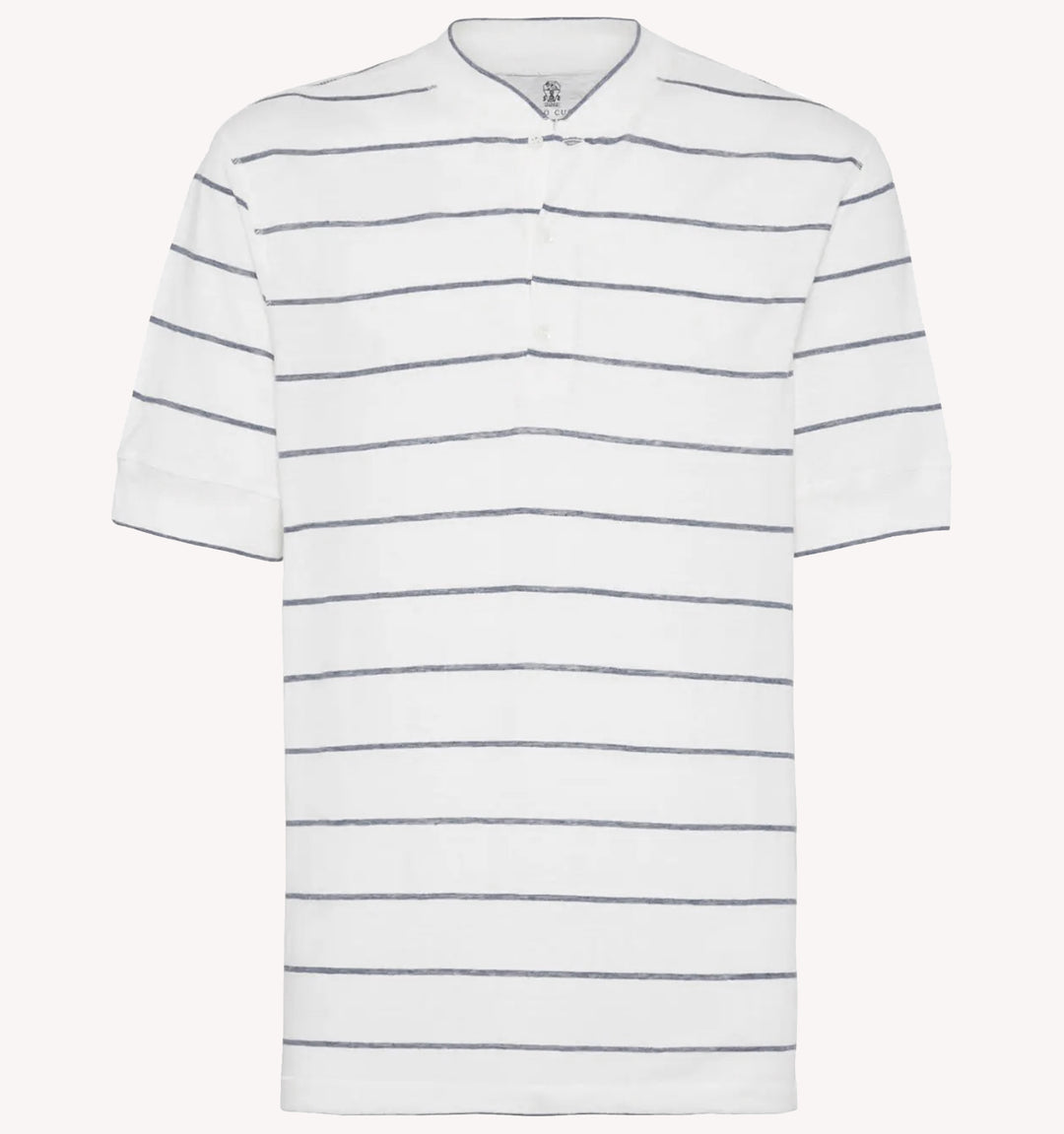 Brunello Cucinelli Stripe Henley T-Shirt in Grey