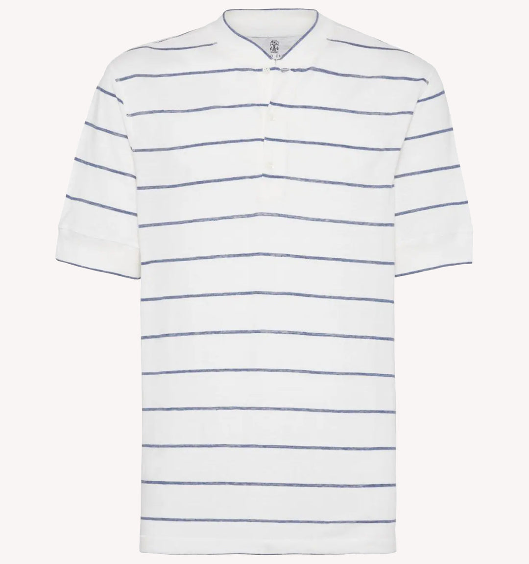 Brunello Cucinelli Stripe Henley T-Shirt in Denim
