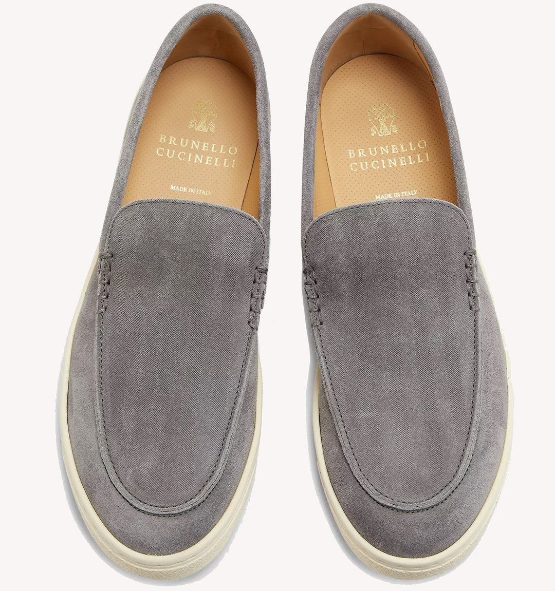 Brunello Cucinelli Textured Slip-On Loafer in Grey