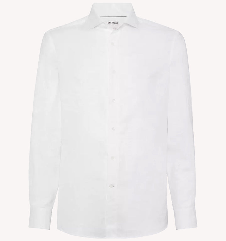 Brunello Cucinelli Palm Jacquard Sport Shirt in White