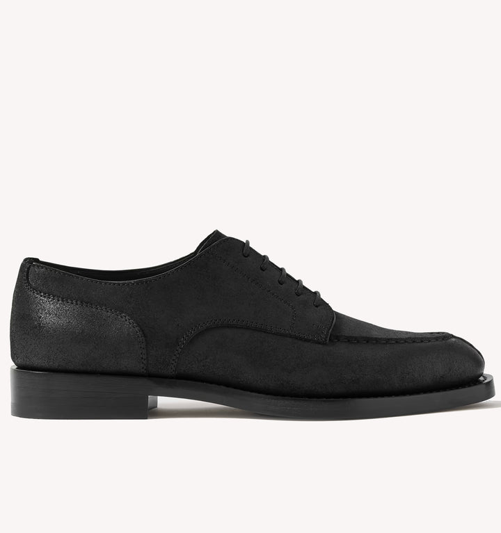 Brunello Cucinelli Waxed Lace-Up Shoe in Black
