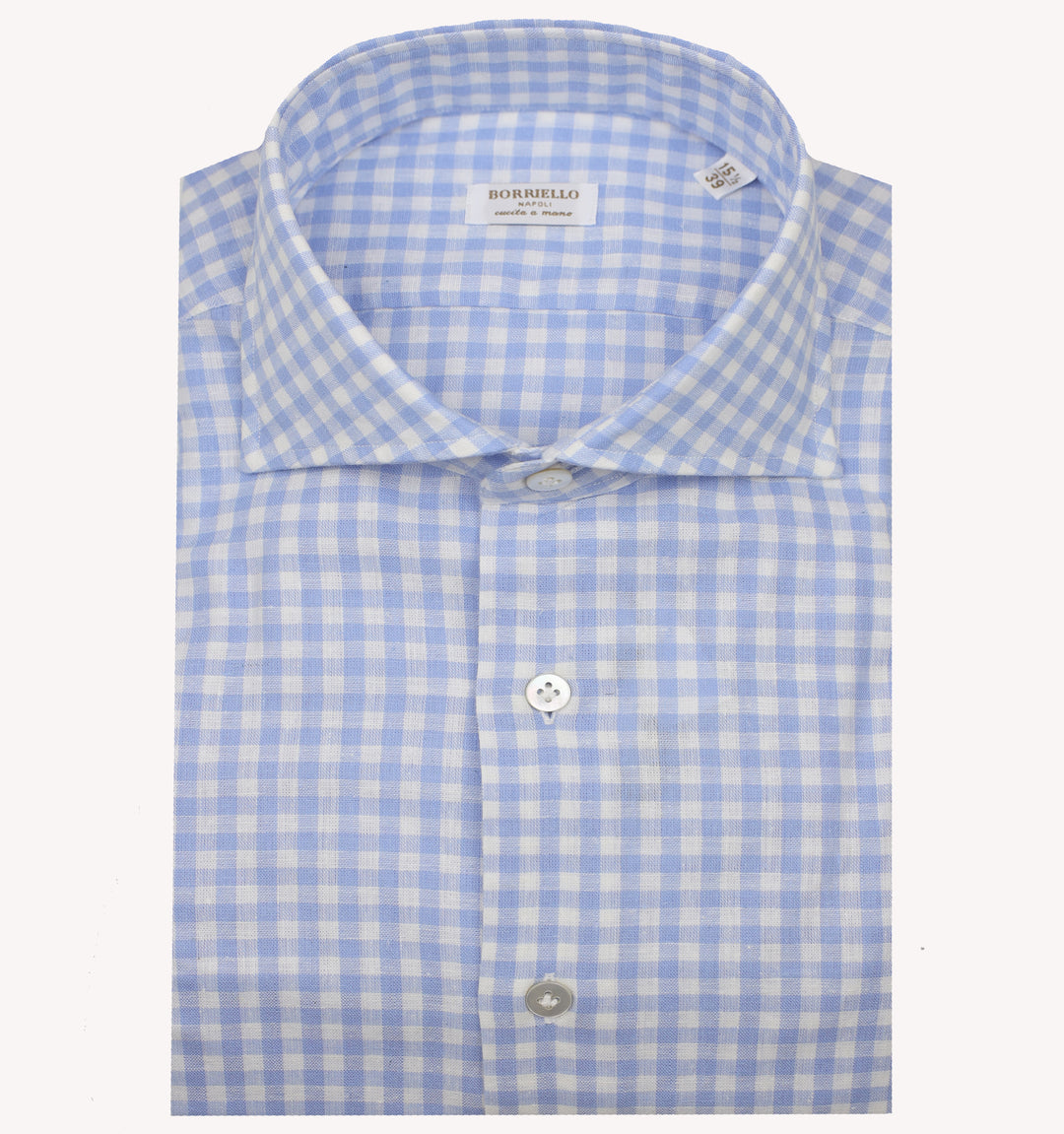Borriello Check Dress Shirt in Light Blue