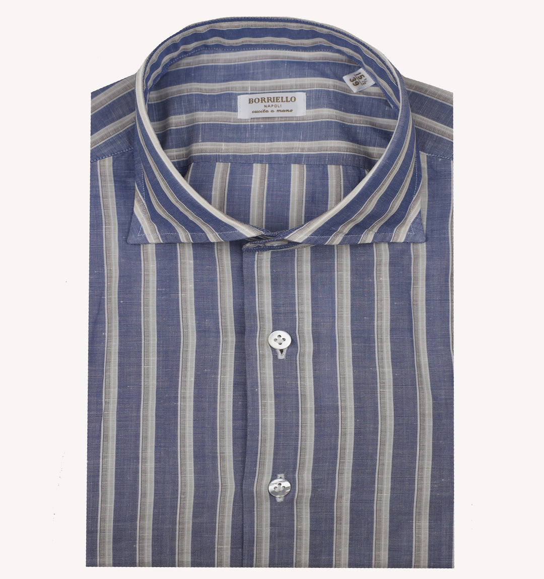 Borriello Stripe Dress Shirt in Navy Taupe