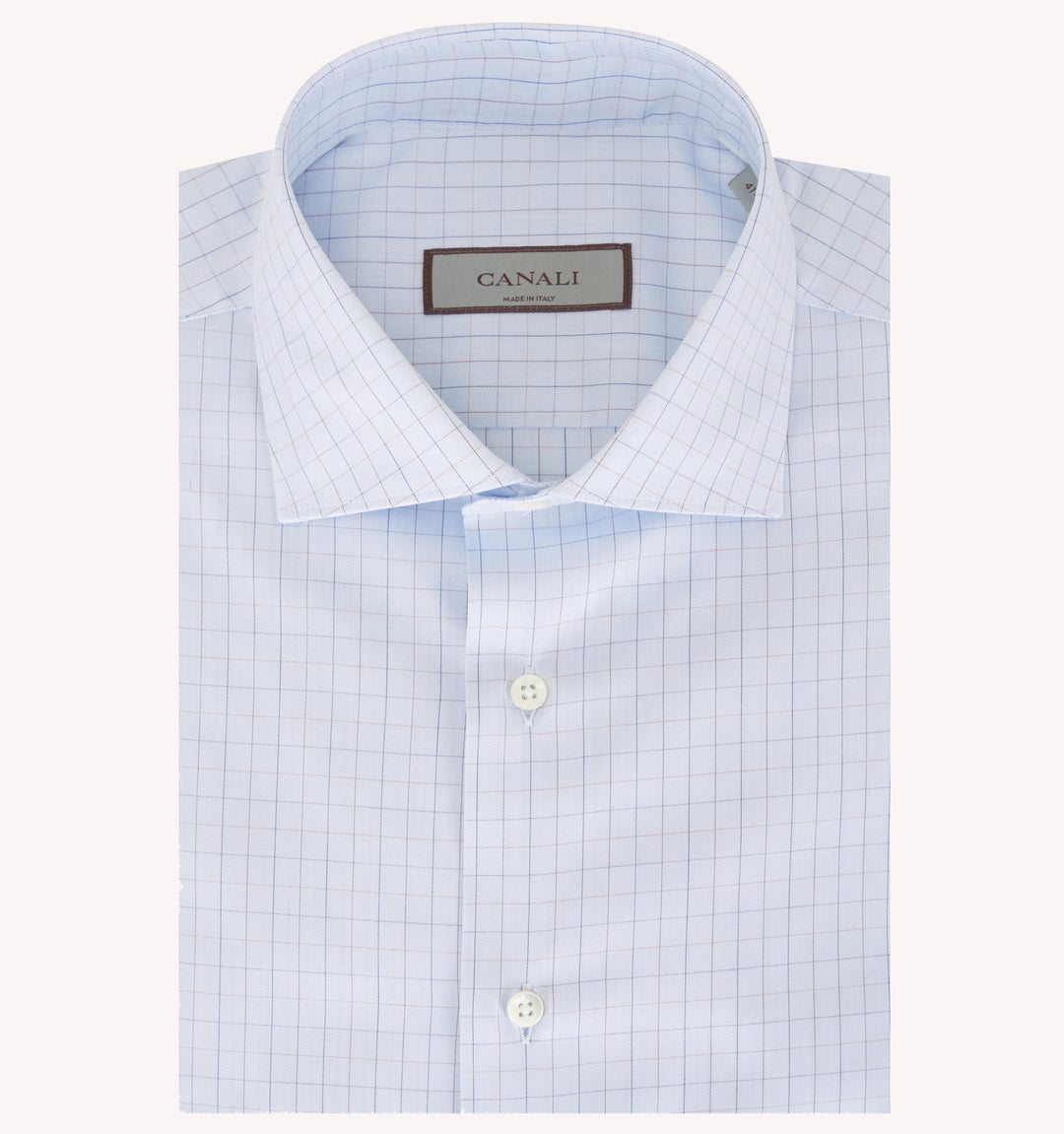 Canali Windowpane Dress Shirt in Blue Brown