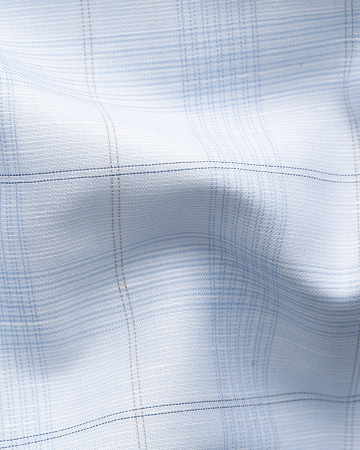 Eton Stripe Check Dress Shirt in Light Blue