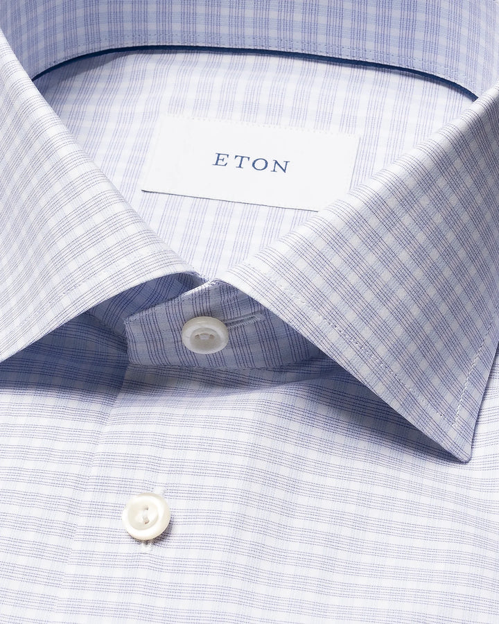 Eton Check Dress Shirt in Blue Purple