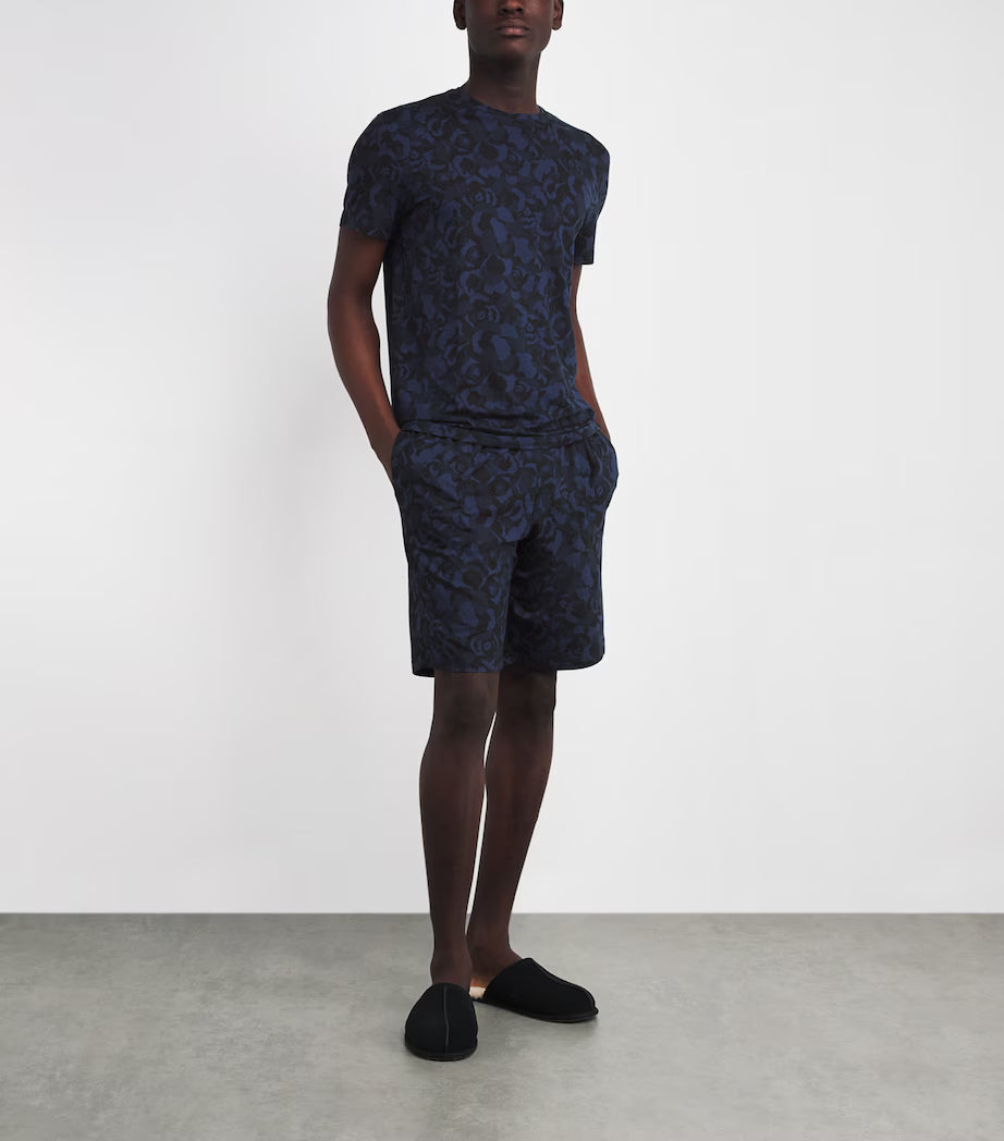 Derek Rose London Jersey Shorts in Navy Floral Camo