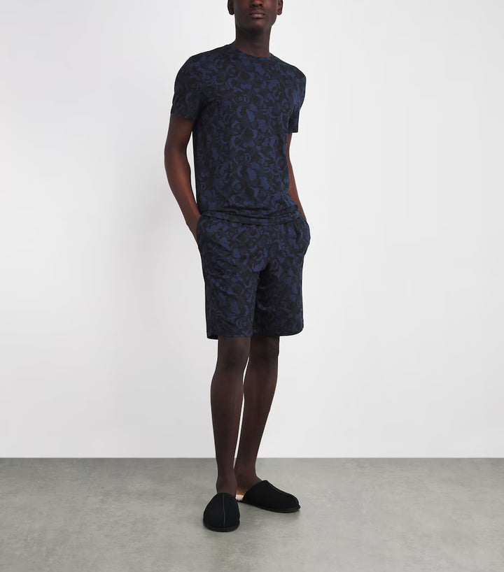 Derek Rose London Jersey Shorts in Navy Floral Camo