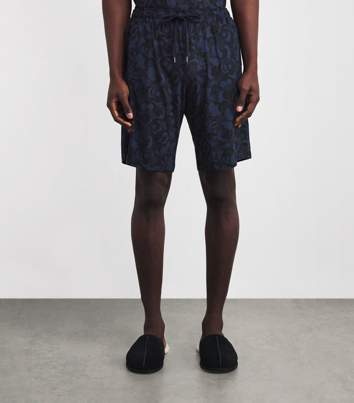 Derek Rose London Jersey Shorts in Navy Floral Camo