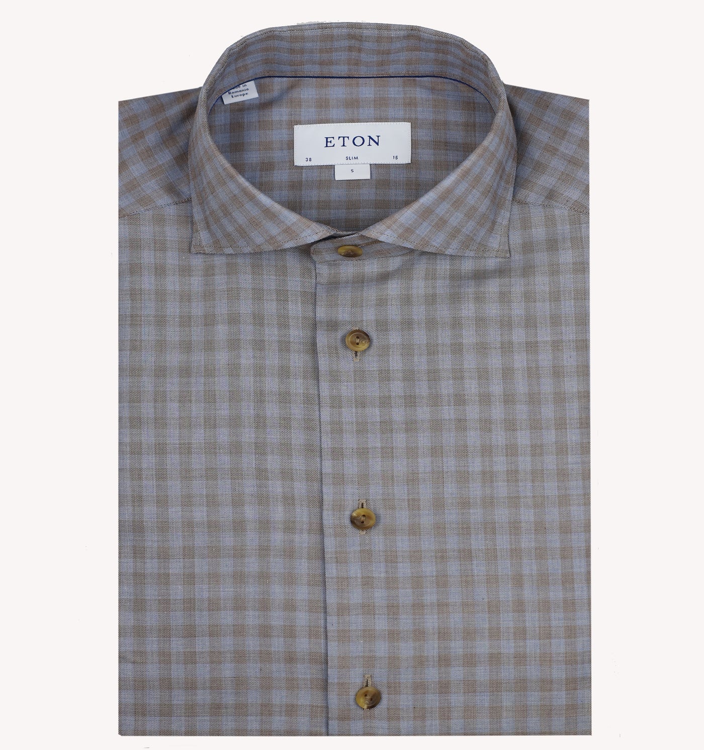Eton Check Sport Shirt in Brown Slate