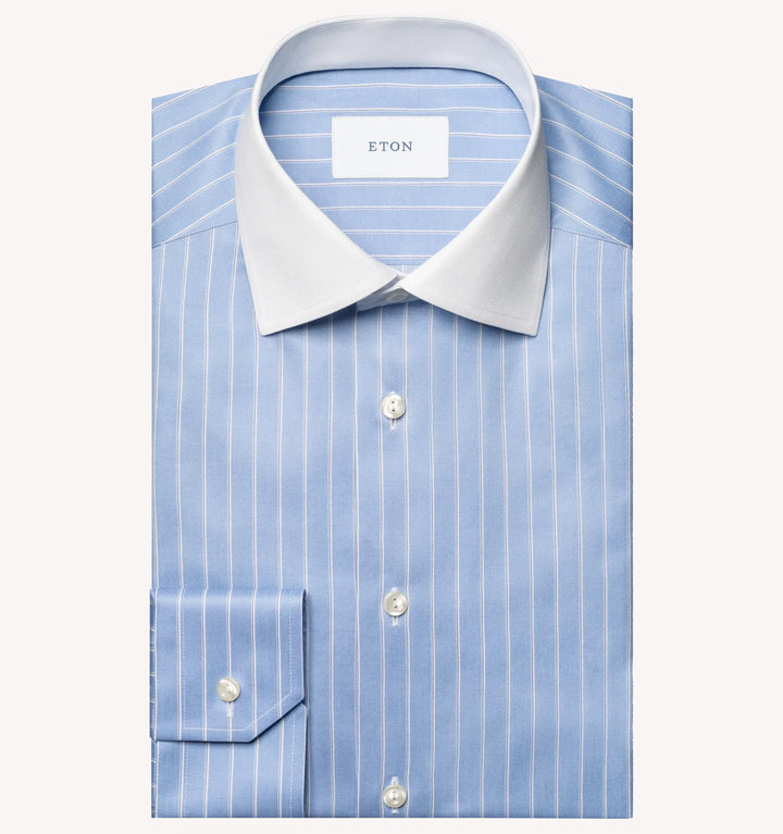 Eton Stripe Dress Shirt in Blue White