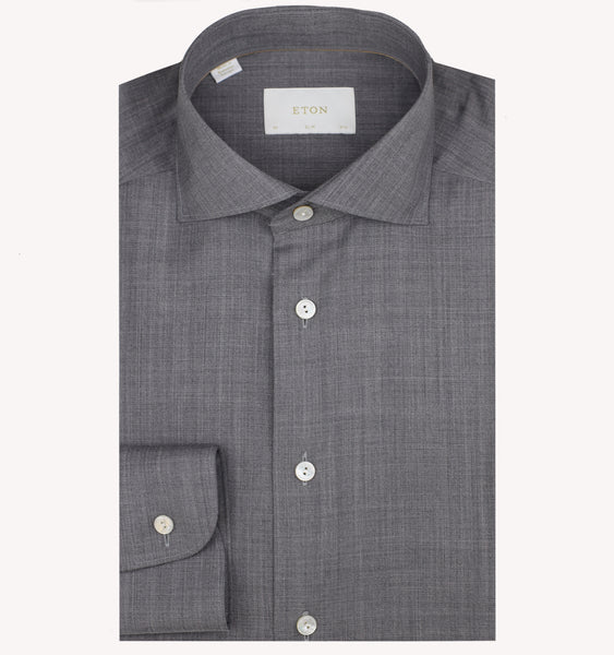 eton slim fit dress shirt Business Fine Striped Slim-Fit Signature Cotton-Twill Men Crafted from 100% organic cotton Eton Dress Shirt in Grey