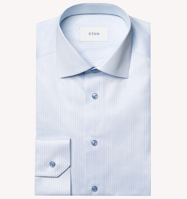 Eton Stripe Dress Shirt in Light Blue