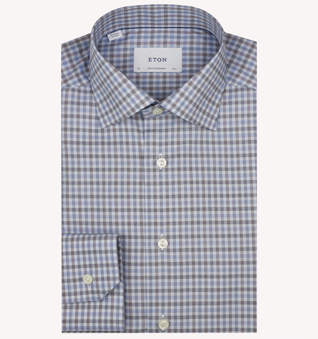 Eton Check Dress Shirt in Blue Rust