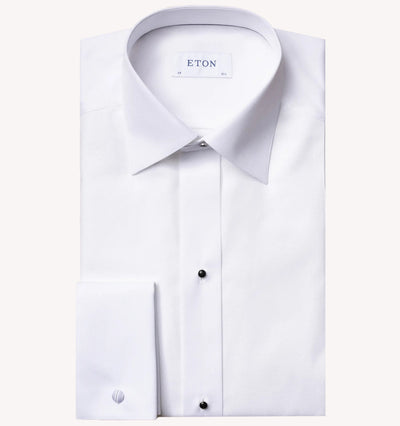 Eton Piqué Tuxedo Shirt in White