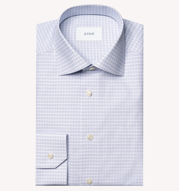 Eton Check Dress Shirt in Blue Purple