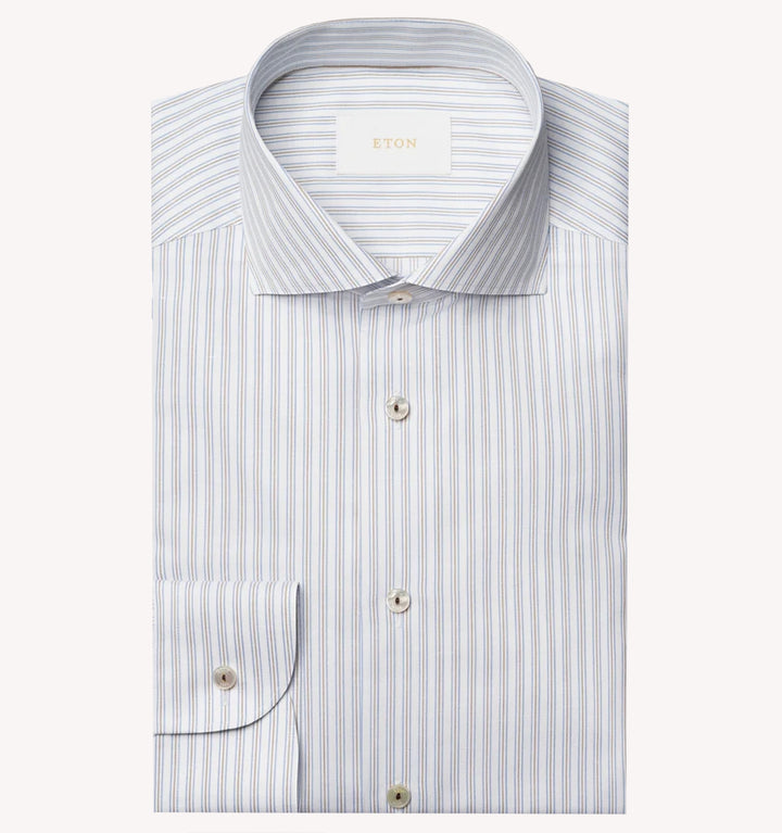 Eton Stripe Dress Shirt in White Multi