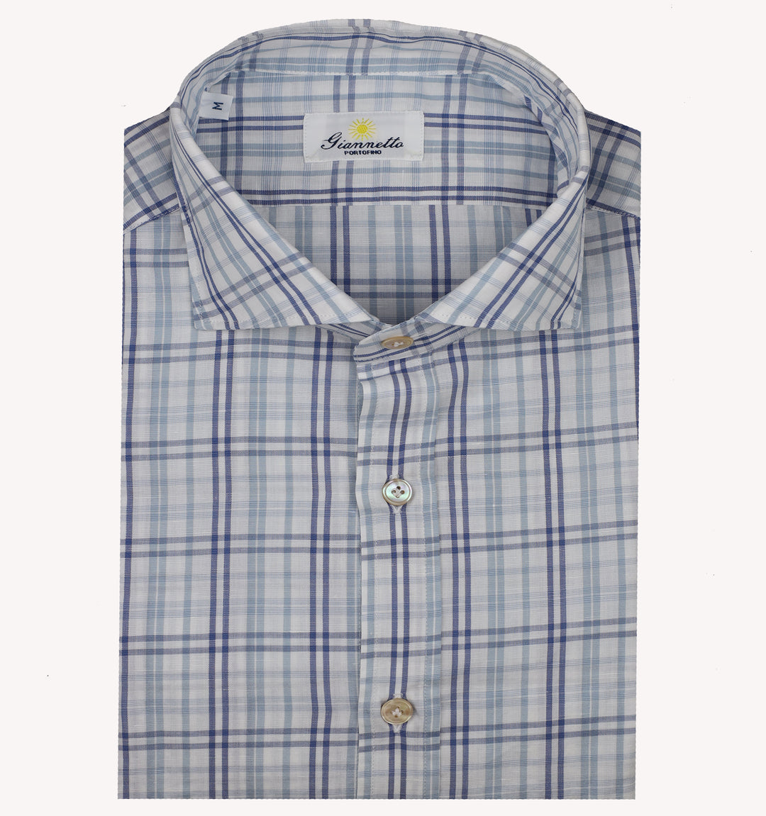 Giannetto Plaid Sport Shirt in White Sky