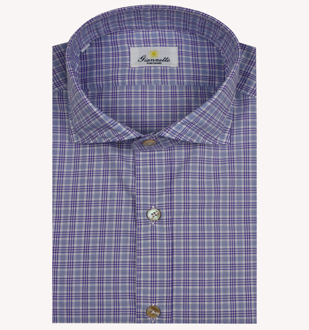 Giannetto Check Sport Shirt in Purple Blue