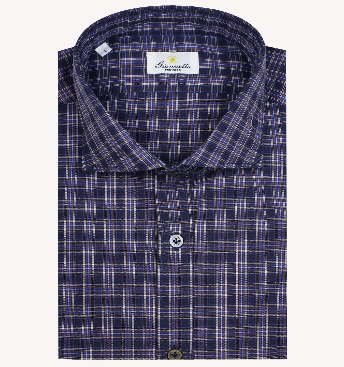 Giannetto Check Sport Shirt in Navy Rust