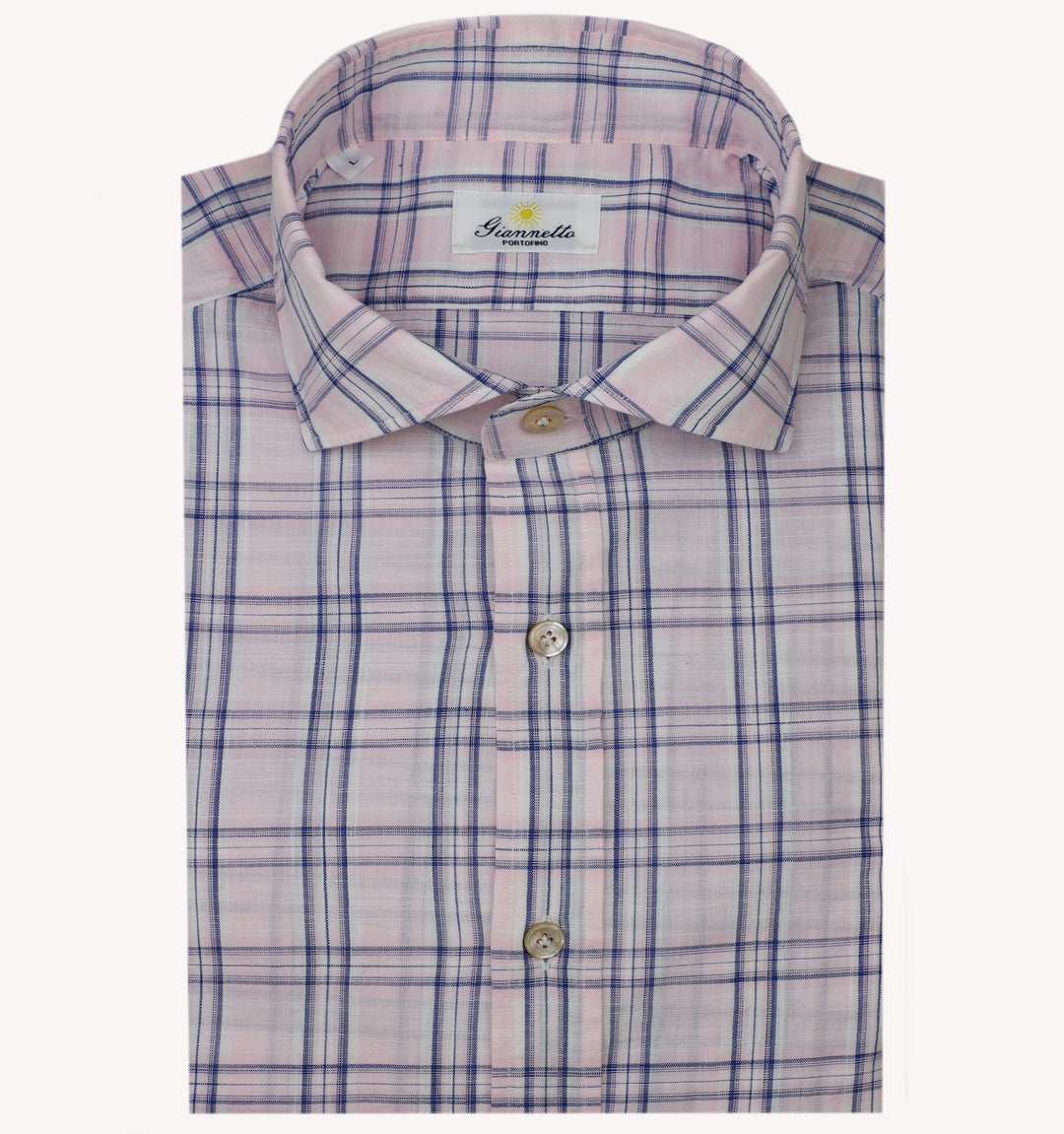Giannetto Check Sport Shirt in Pink Navy