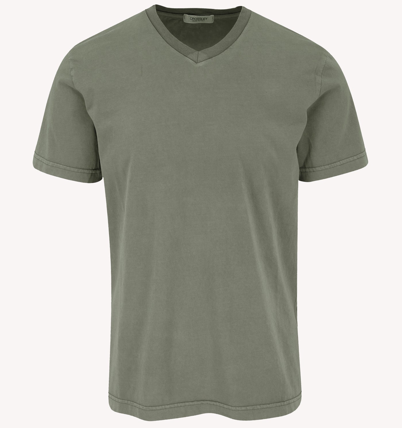 Crossley V-Neck T-Shirt in Washed Olive Green