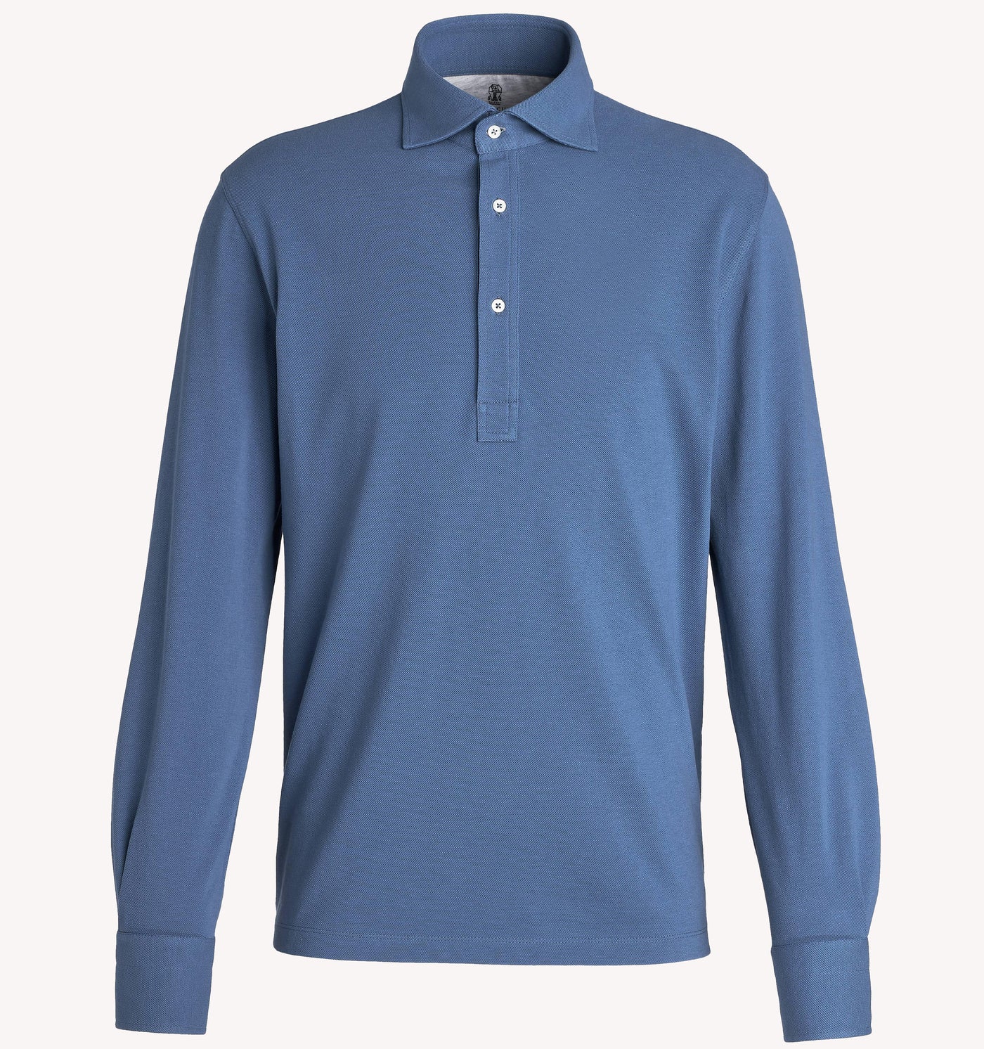 Brunello Cucinelli Long Sleeve Polo in Blue