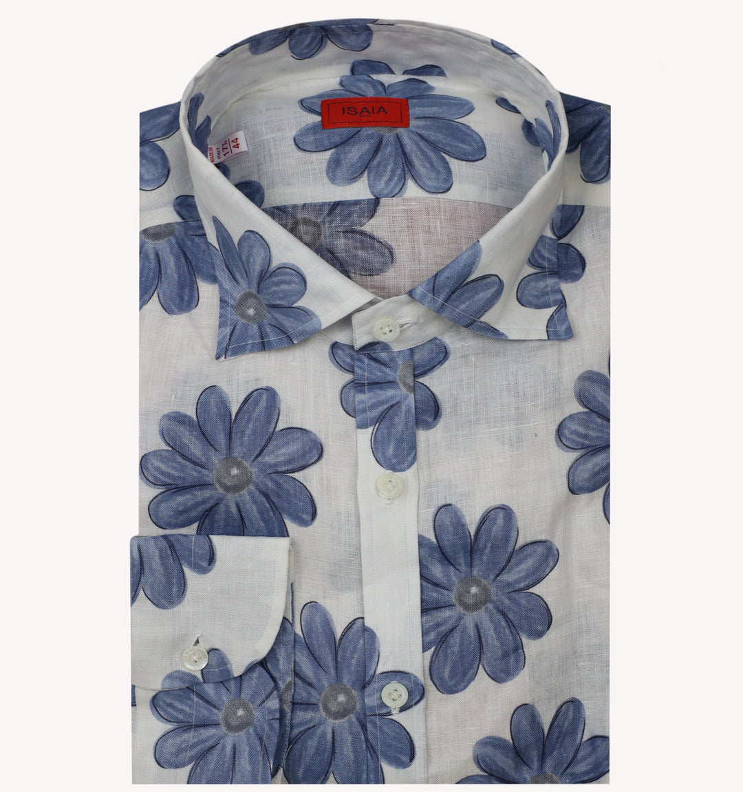 Isaia Flower Sport Shirt in Blue White
